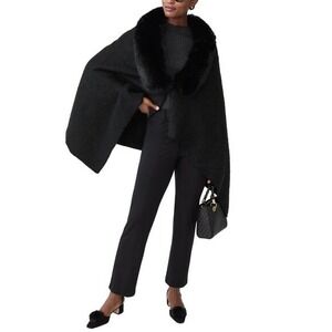 $248 NWT J.McLaughlin Bianca Scarf Wrap One Size Black Wool Alpaca Mohair Cape